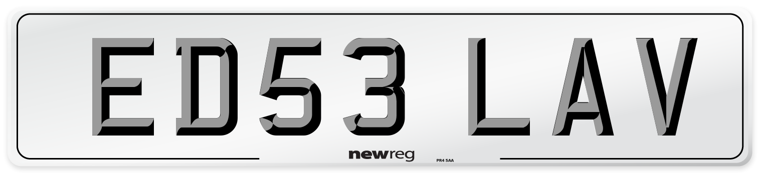 ED53 LAV Number Plate from New Reg